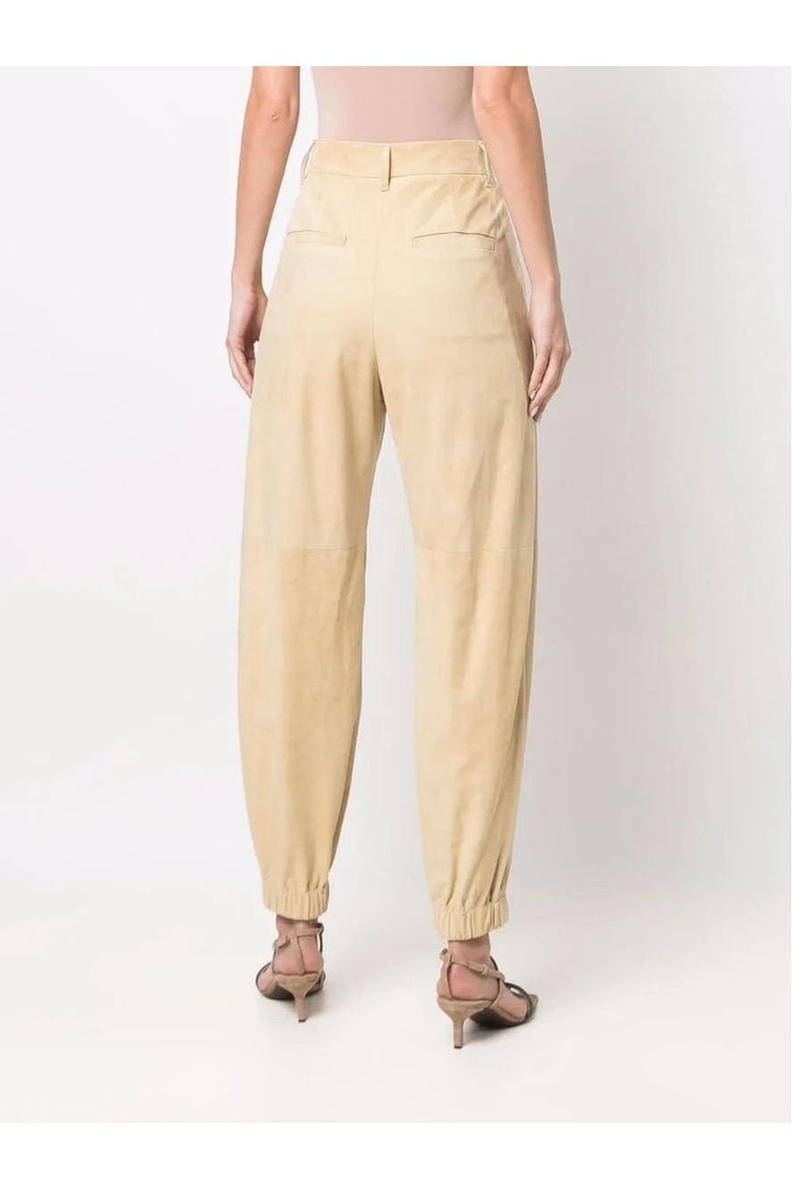 Brunello Cucinelli | Cuffed-Ankle Leather Trousers