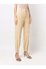 Brunello Cucinelli | Cuffed-Ankle Leather Trousers