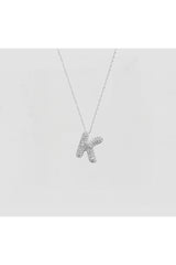 The Pave Single Block Initial Necklace | Silver