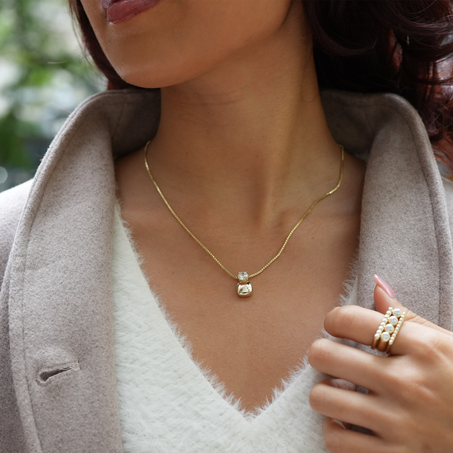 The Scarlette Square Necklace | Silver