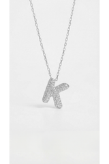 The Pave Single Block Initial Necklace | Gold