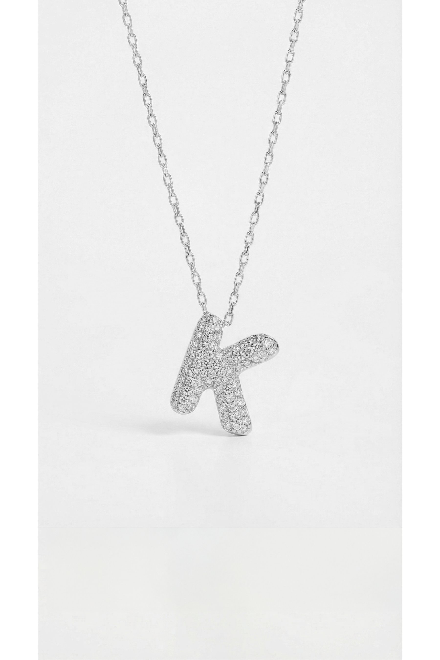 The Pave Single Block Initial Necklace | Gold