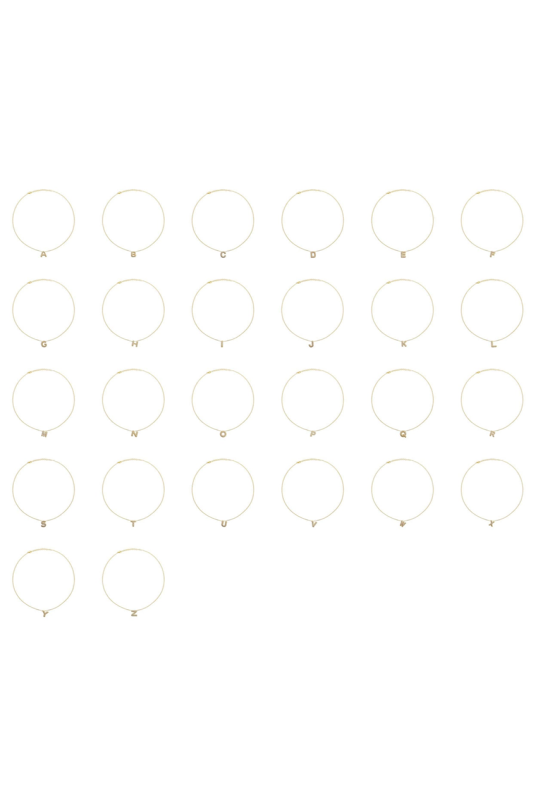 The Pave Single Block Initial Necklace | Gold