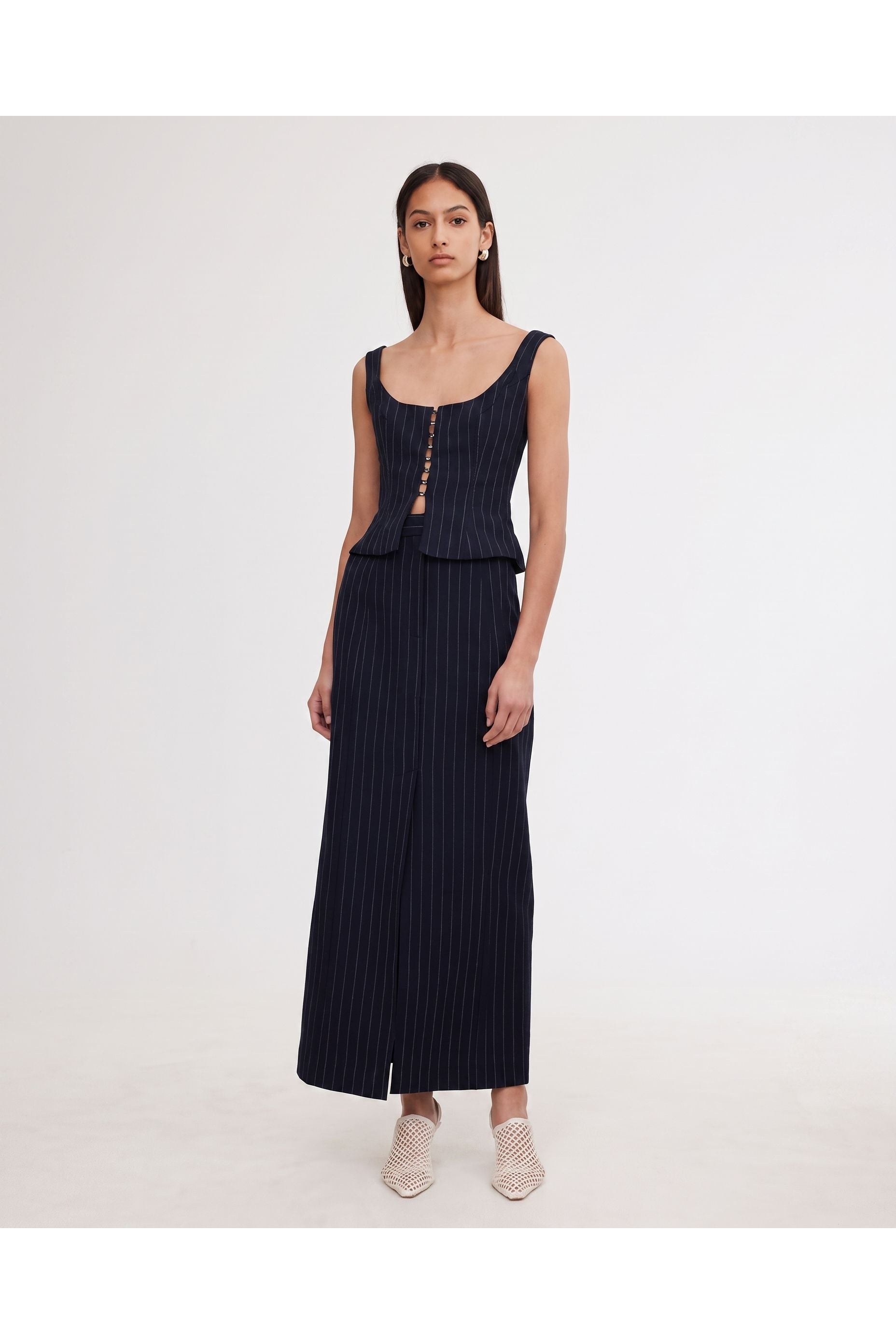 Significant Other Sinead Skirt Midnight Pinstripe