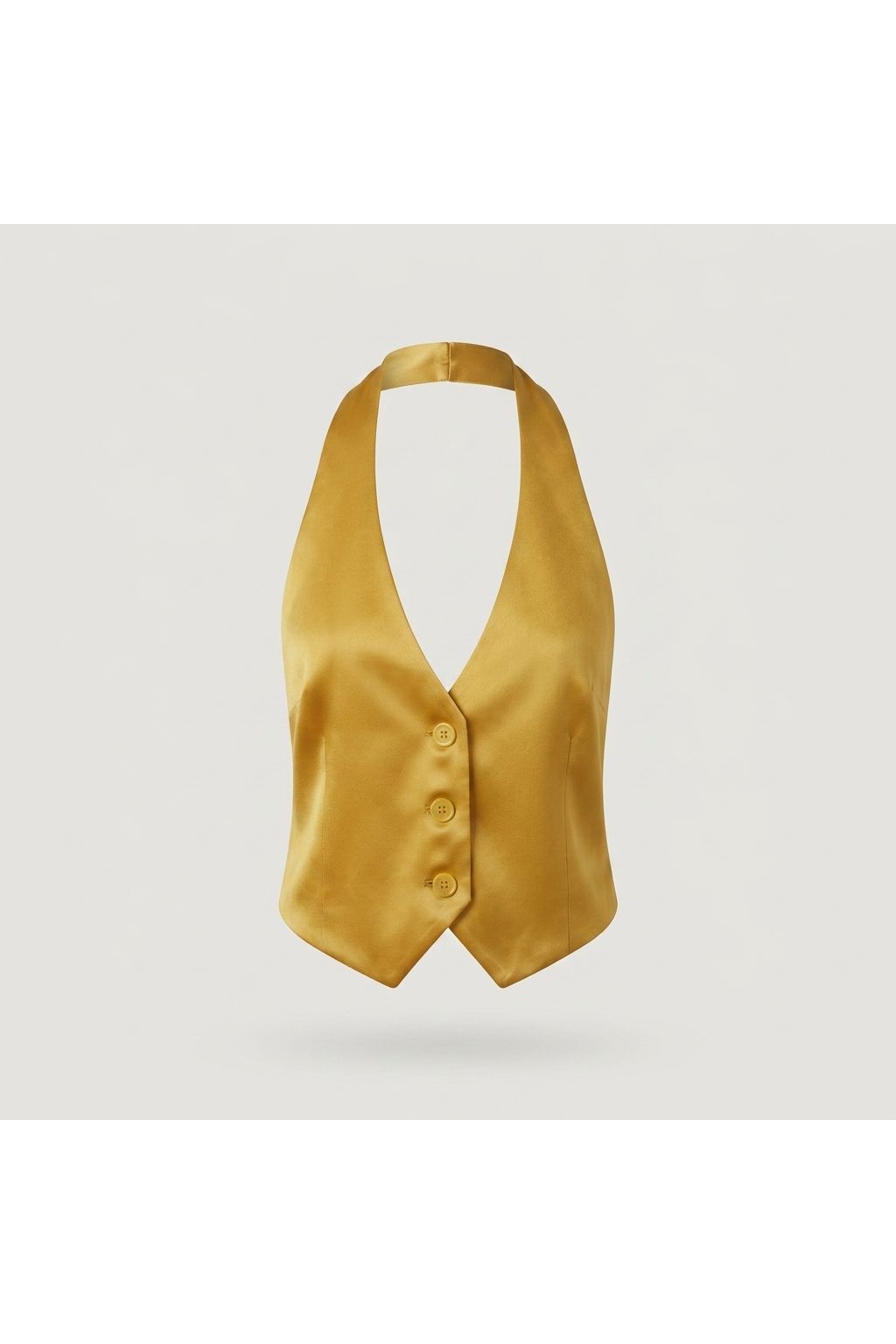 Adriana Iglesias Tom Vest Solid Mustard Satin Silk