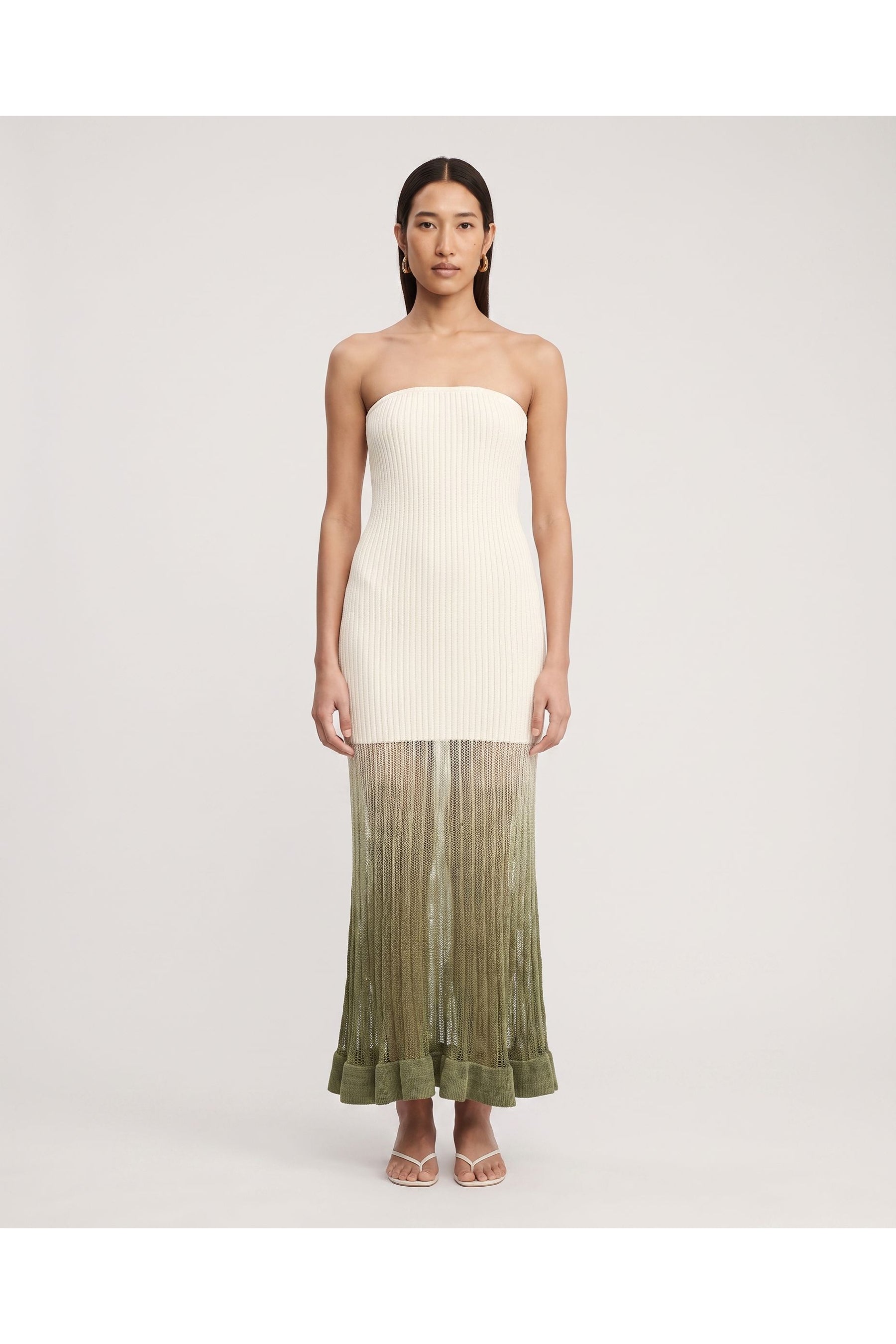 Amaya Strapless Dress Pesto Ombre