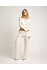 Nella Shirt Striped Silk Chiffon Gold Off White