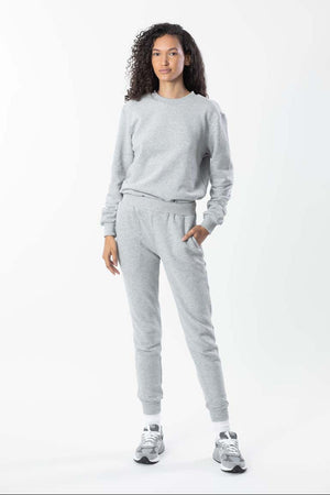 Women’s brushed cotton French terry crewneck sweatshirt in grey